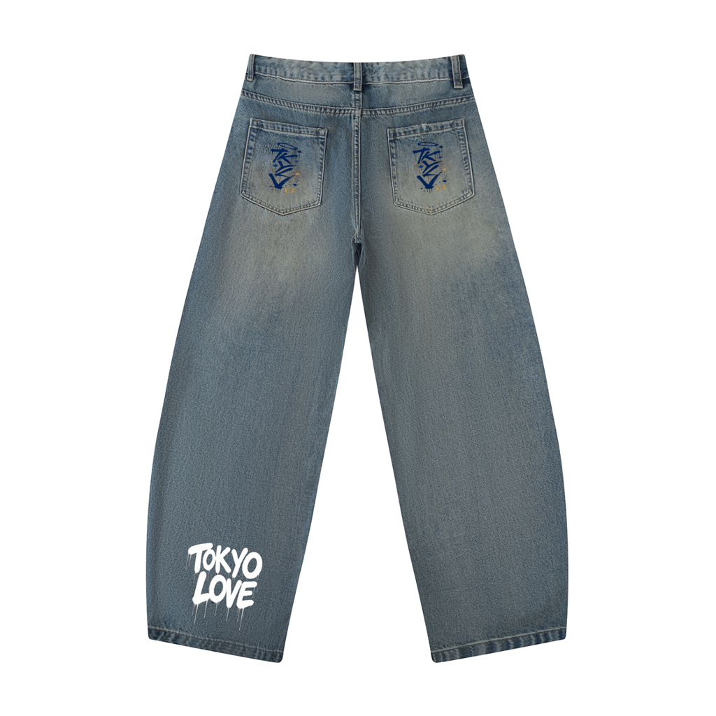 Men's Distressed Subway Barrel Leg Jeans