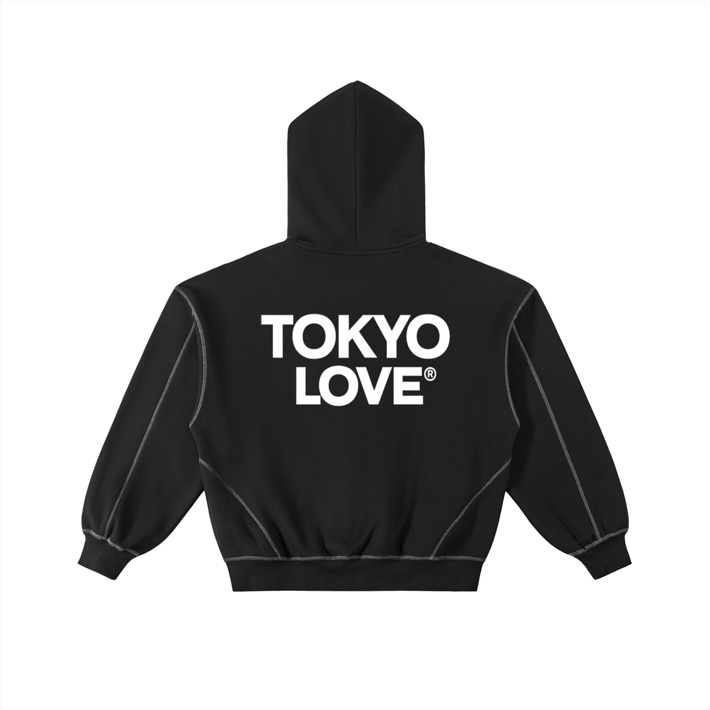 Contrast-Stitched Boxy Fleece Zip Hoodie