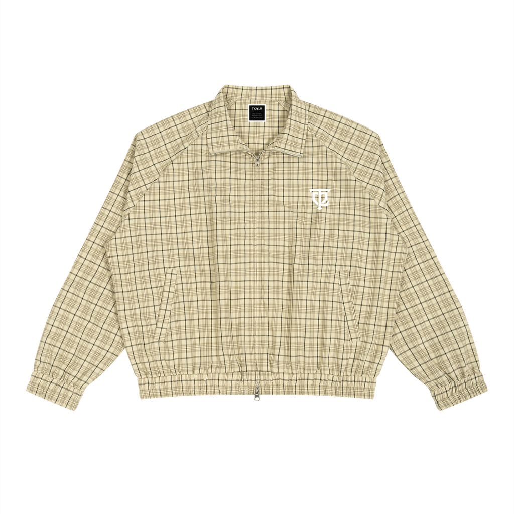 Plaid Full-Zip Track Jacket