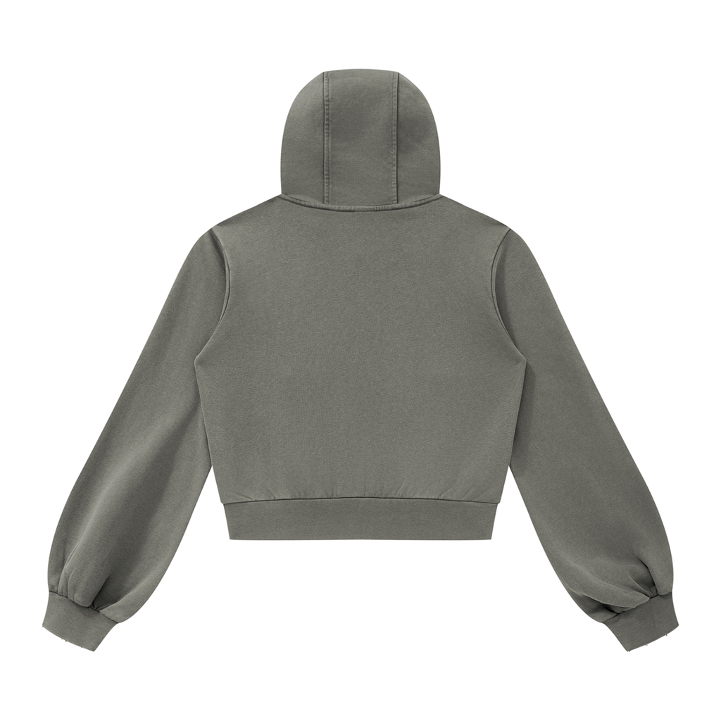 Women’s Vintage Wash Ruched Sleeve Hoodie