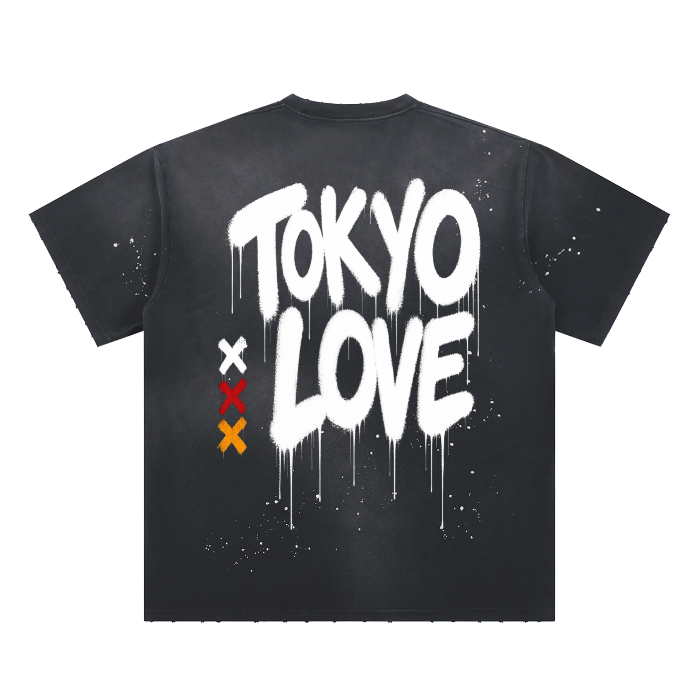 Hand-Frayed SF X Drip Splatter Tee