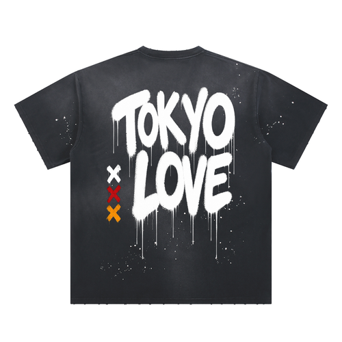 Hand-Frayed SF X Drip Splatter Tee