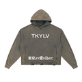 Vintage Washed Frayed-Hem Hoodie
