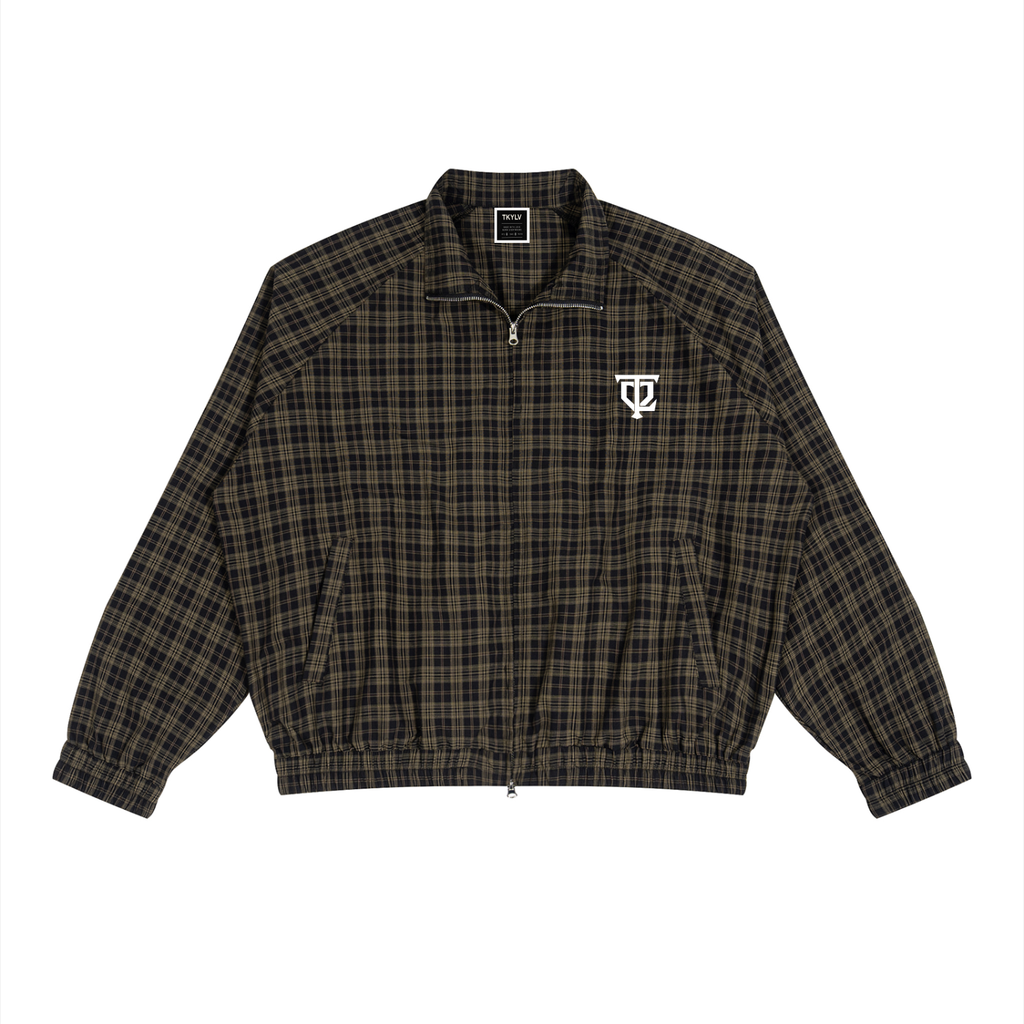 Plaid Full-Zip Track Jacket