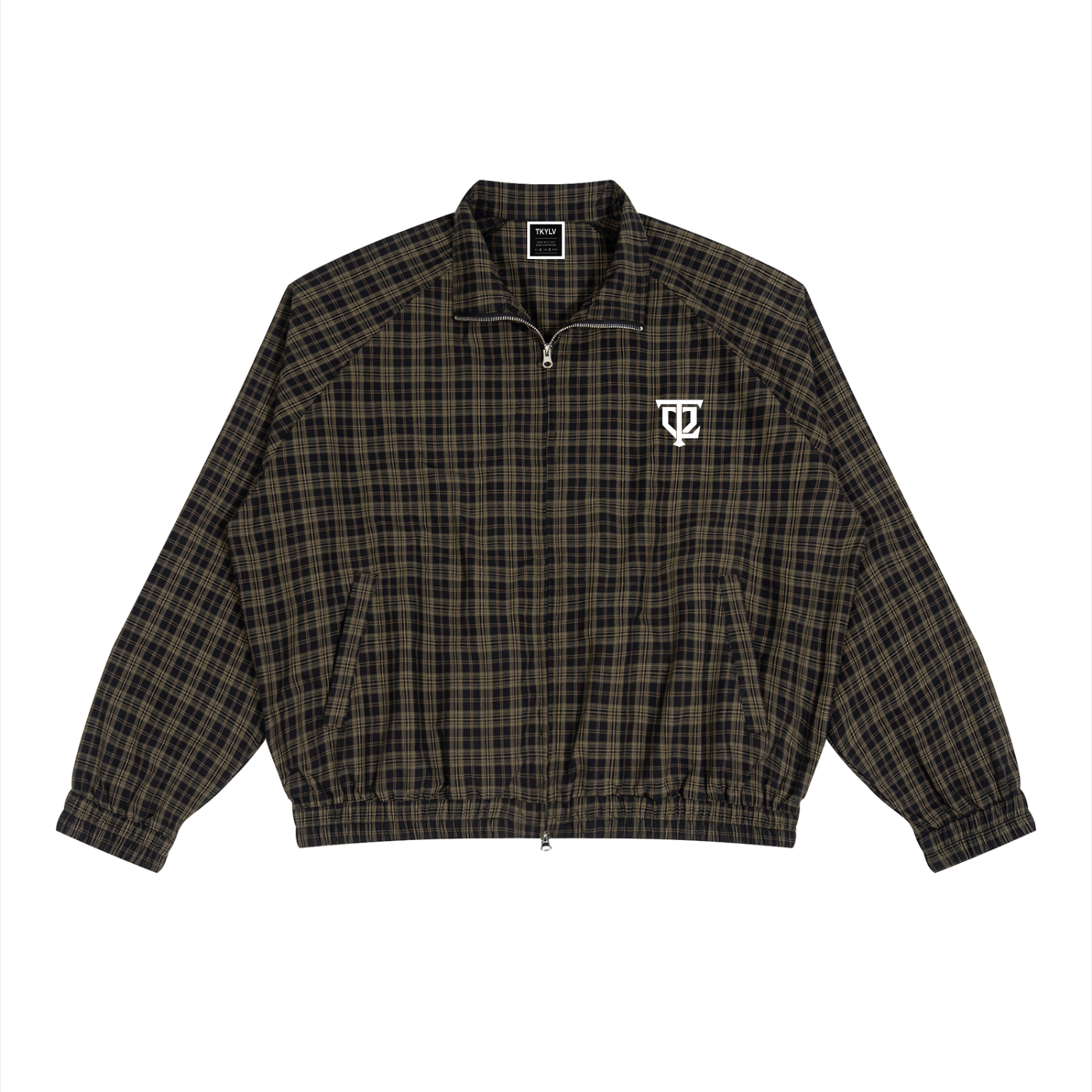 Plaid Full-Zip Track Jacket