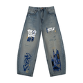 Men's Distressed Subway Barrel Leg Jeans