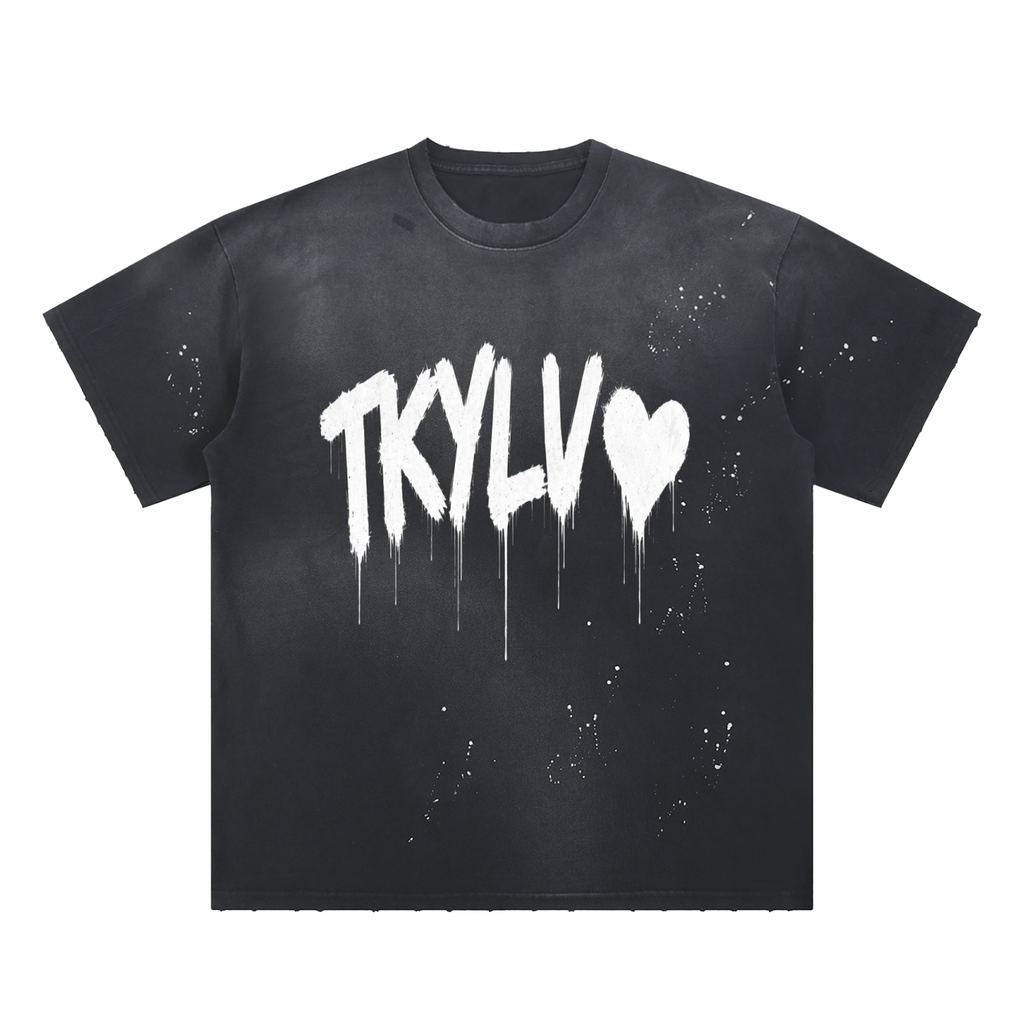 Hand-Frayed SF X Drip Splatter Tee