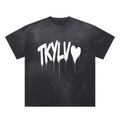 Hand-Frayed SF X Drip Splatter Tee