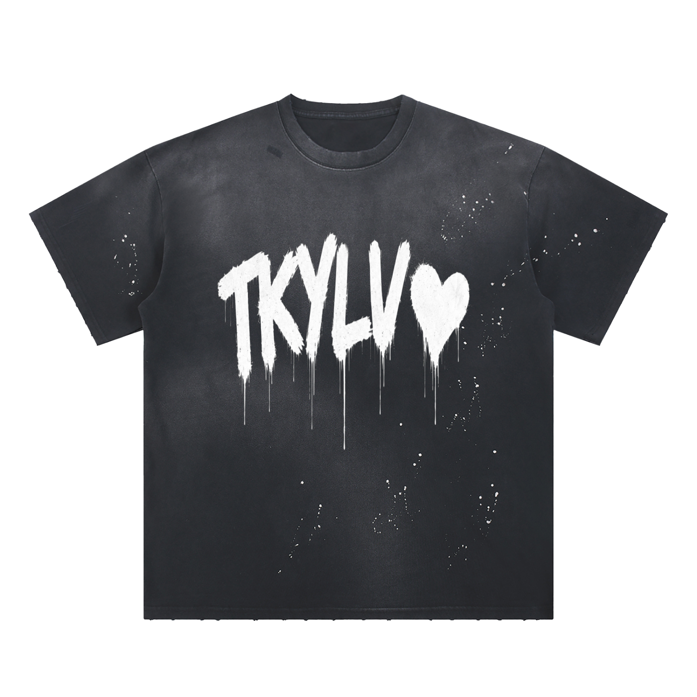 Hand-Frayed SF X Drip Splatter Tee