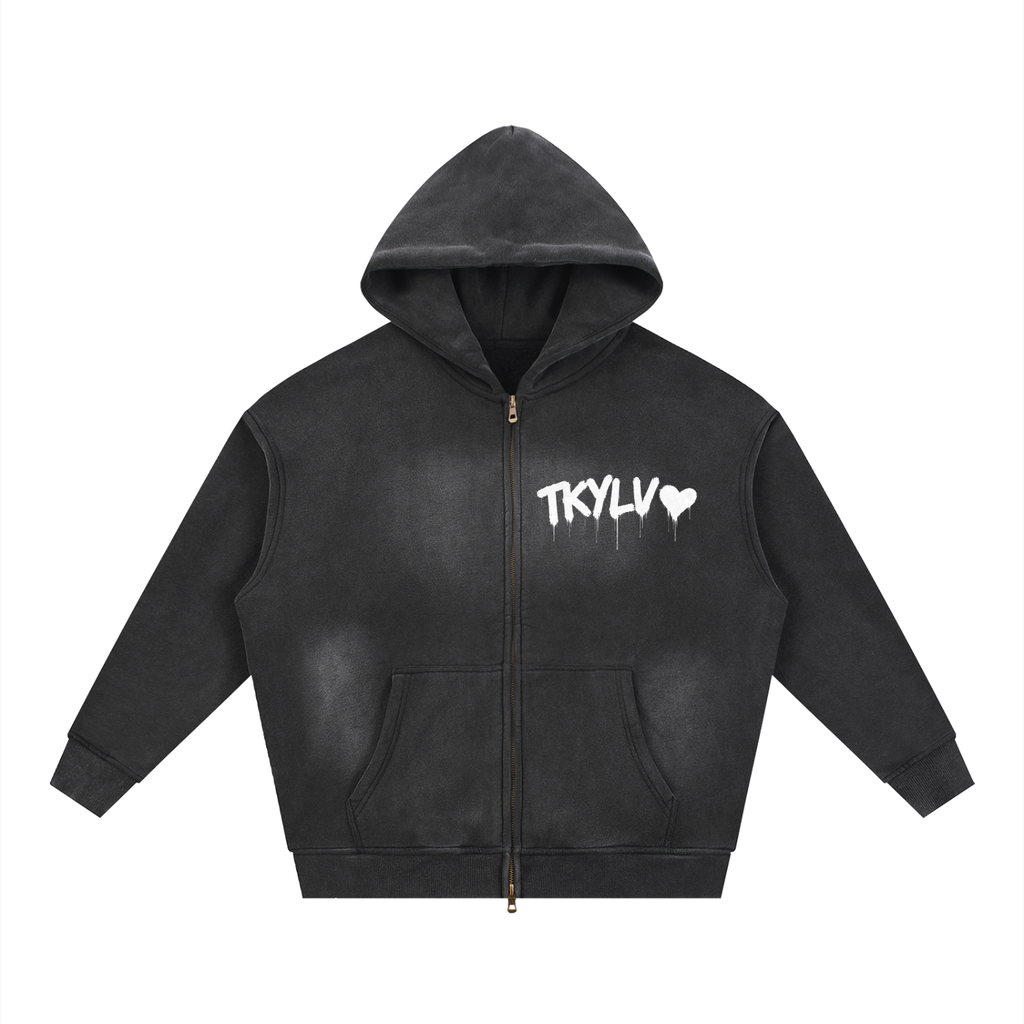 Sunfade Zipper Boxy Hoodie