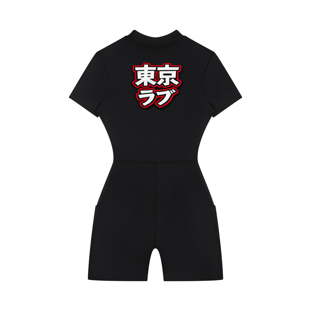Women's Quarter-Zip Short Sleeve Romper