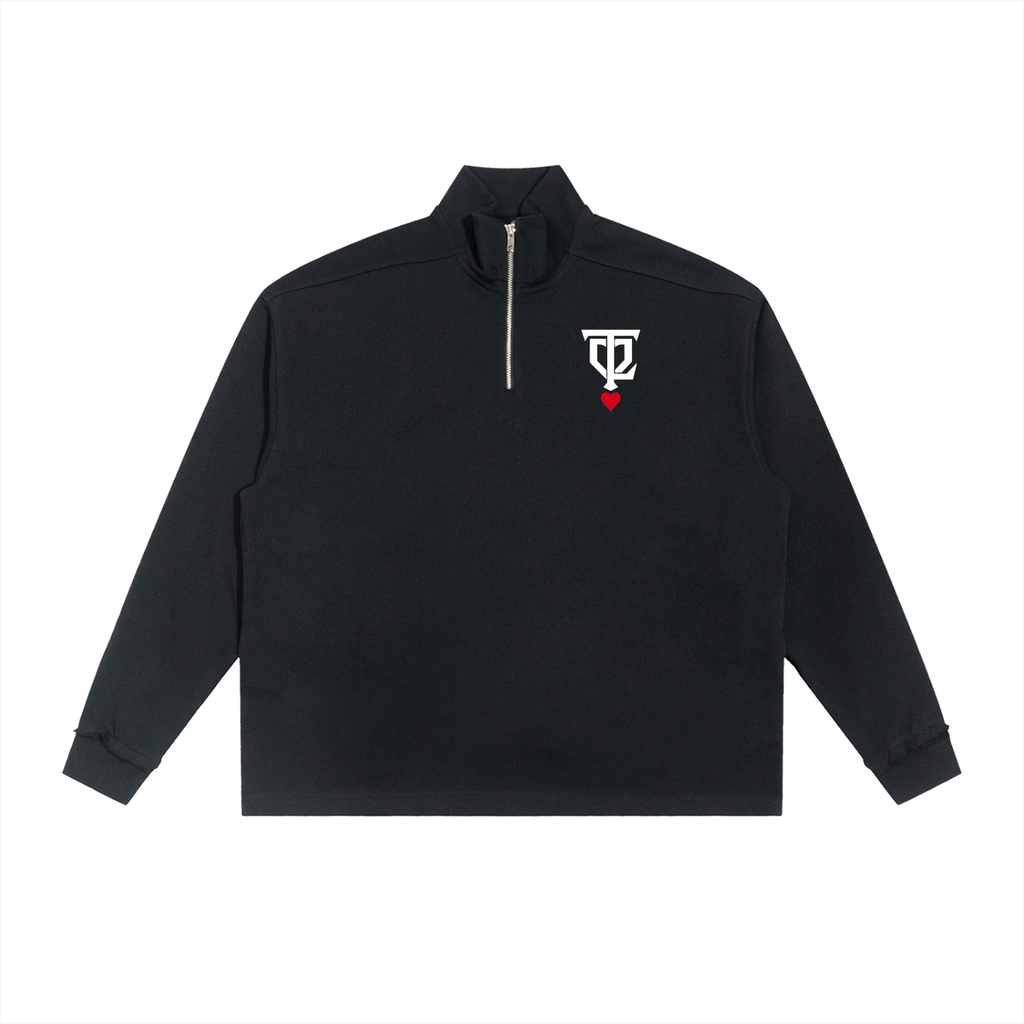 Half-Zip Rolled Edge Sweatshirt