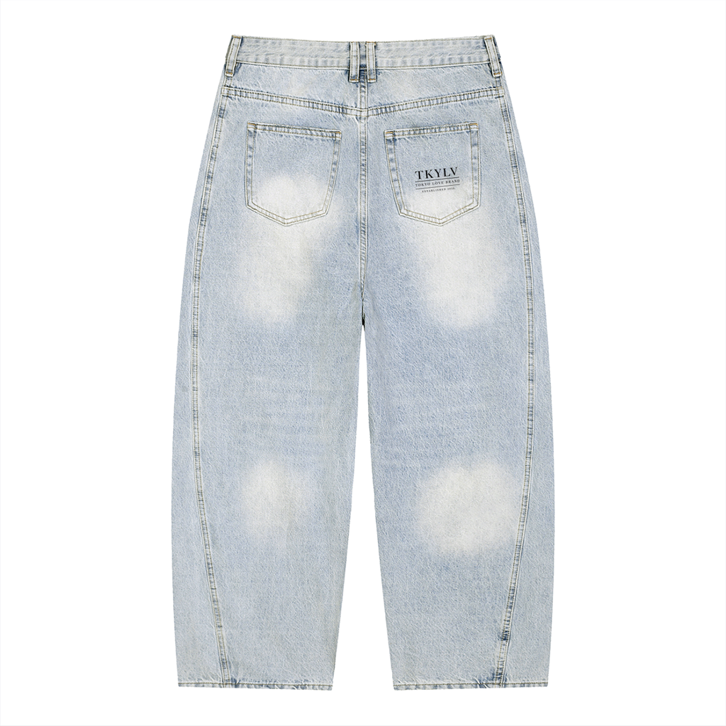 Men's Retro Wash Barrel Jeans