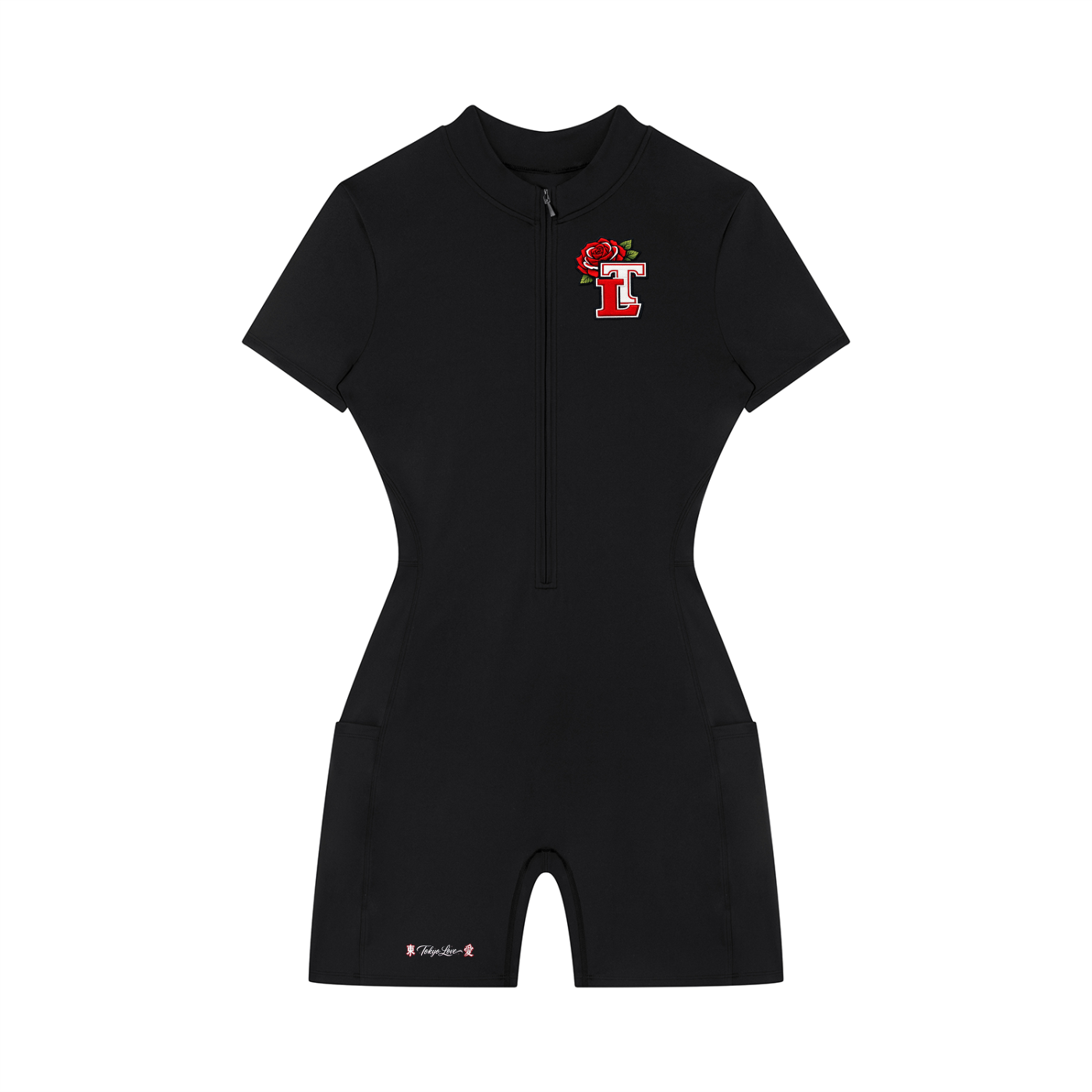 Women's Quarter-Zip Short Sleeve Romper