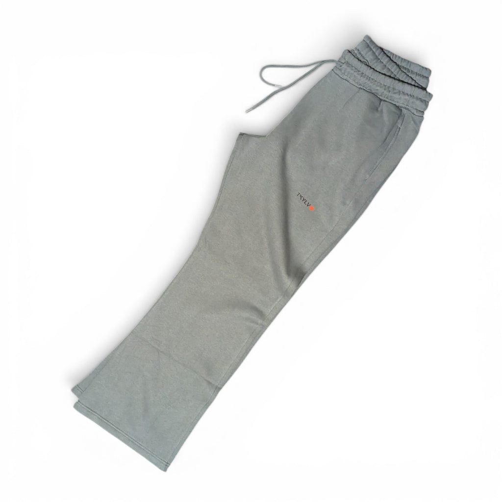 Olive Stkd Flare Sweats