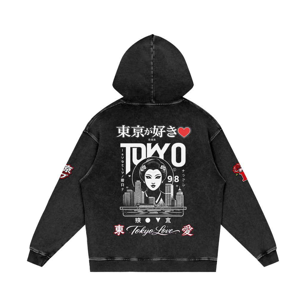 Snow Washed Loose Cotton Hoodie