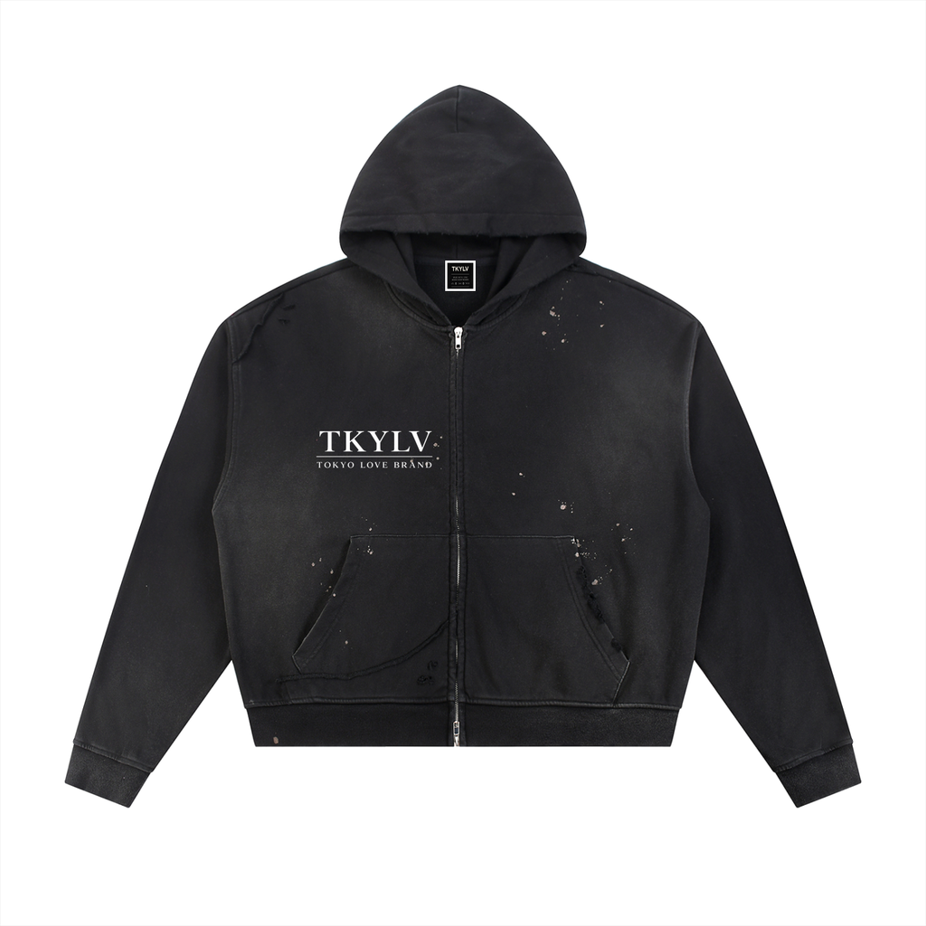 "Heritage" Sun Fade Frayed Raw Edge Hoodie
