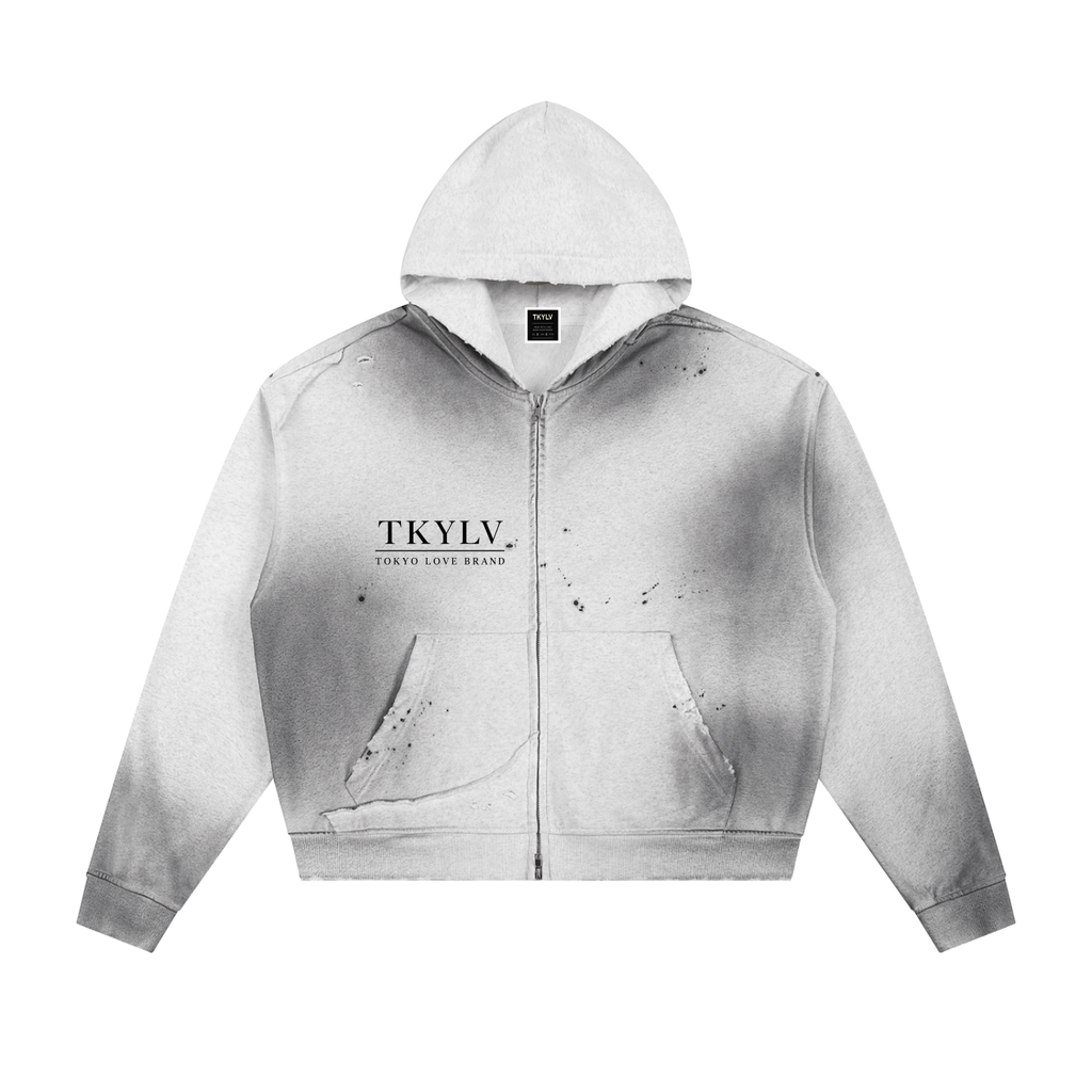 "Heritage" Sun Fade Frayed Raw Edge Hoodie