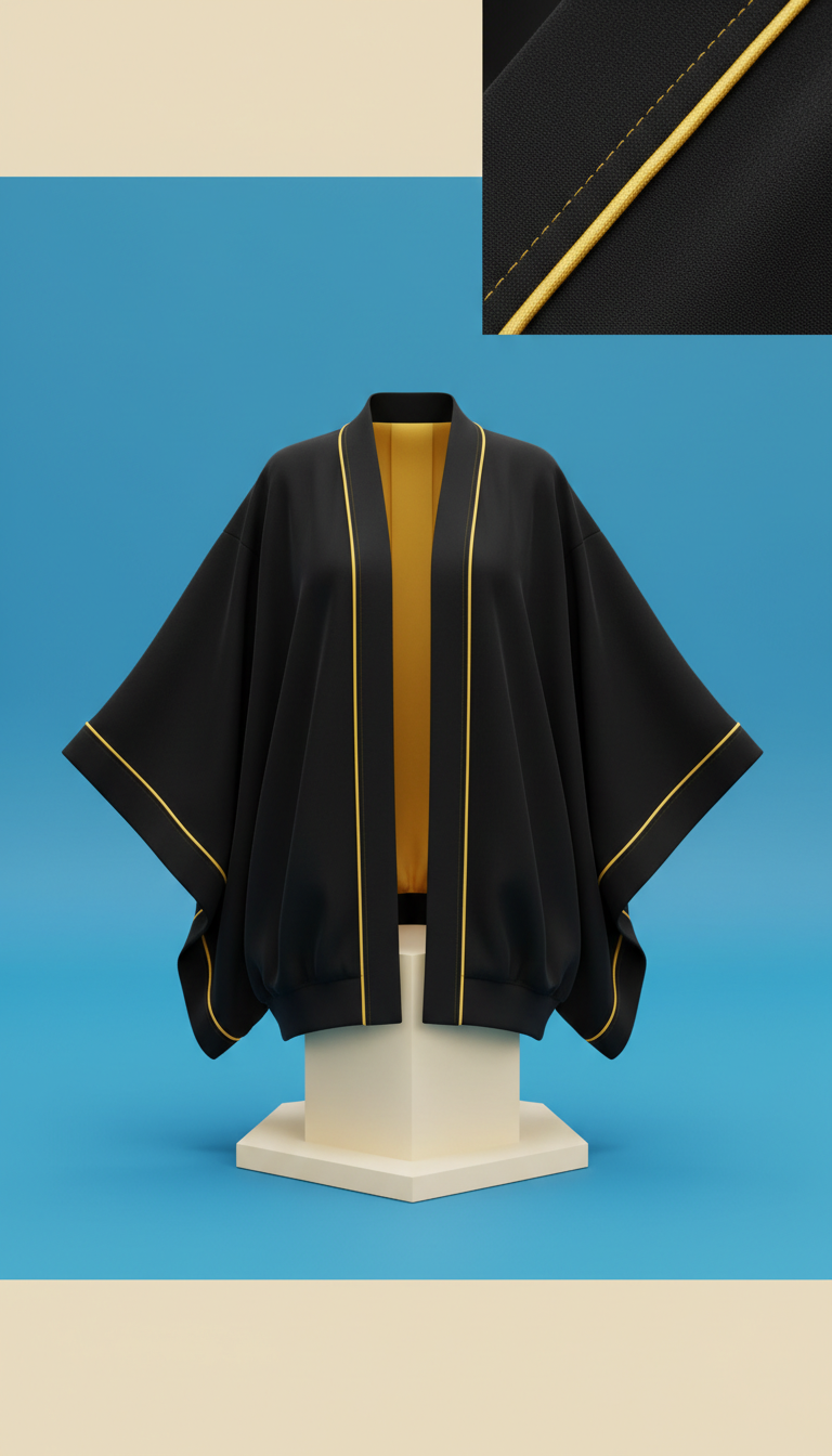 Kimono-Sleeve Bomber Jacket Black Onyx