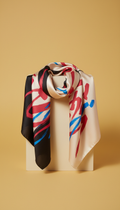 Silk Scarf Crimson Flash Calligraphy