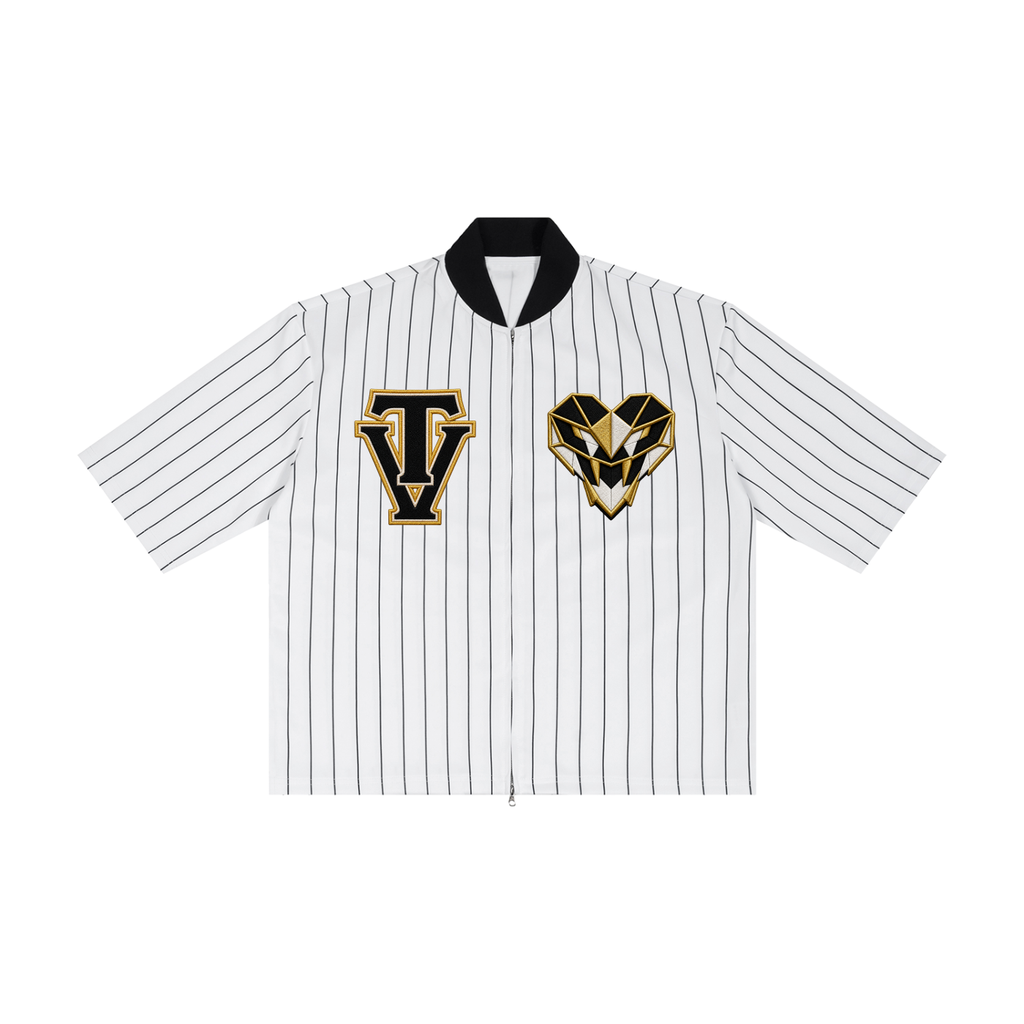 Unisex Striped Full-Zip Baseball Jersey